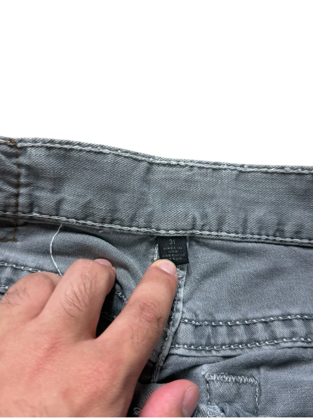 Mens Y2K True Religion Brand Faded Wash Grey Denim Jean Jort Shorts Size 31